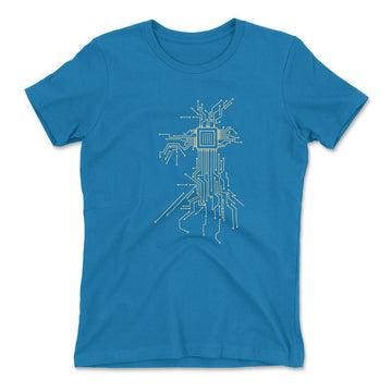 Processor Design Womens T-Shirt in Turquoise color